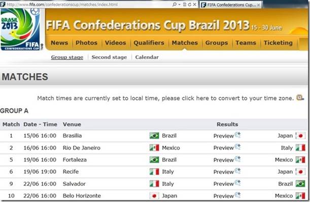 ブラジル　２０１３年６月　FIFAコンフェデレーションズ・カップ　